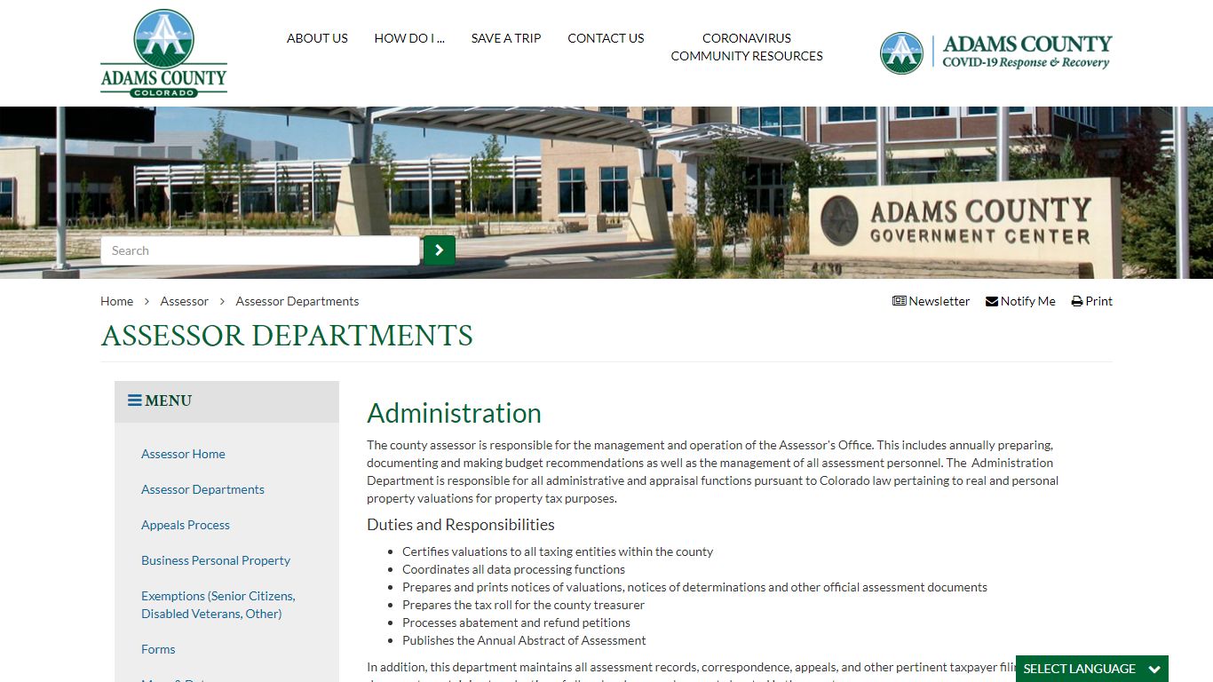 Assessor Departments | Adams County Government