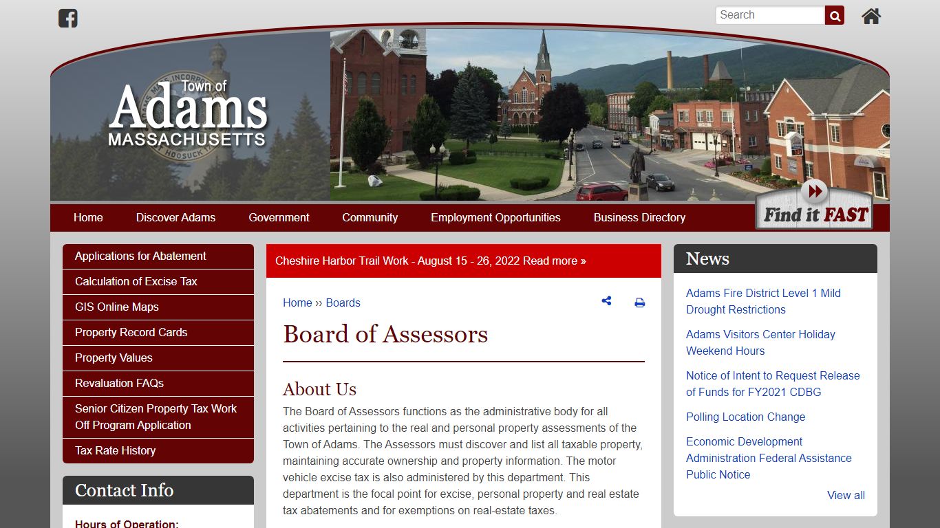 Board of Assessors | Adams MA